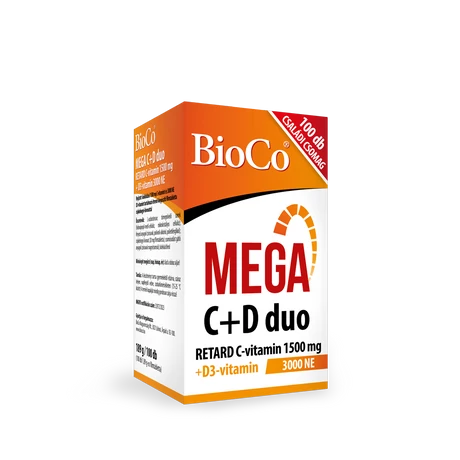 BioCo MEGA C+D duo RETARD C-vitamin 1500 mg + D3-vitamin 3000 NE filmtabletta 100 db