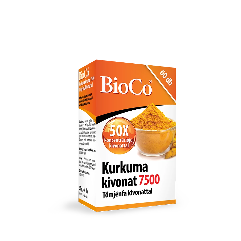 BioCo Kurkuma kivonat 7500 Tömjénfa kivonattal étrend-kiegészítő kapszula 60 db