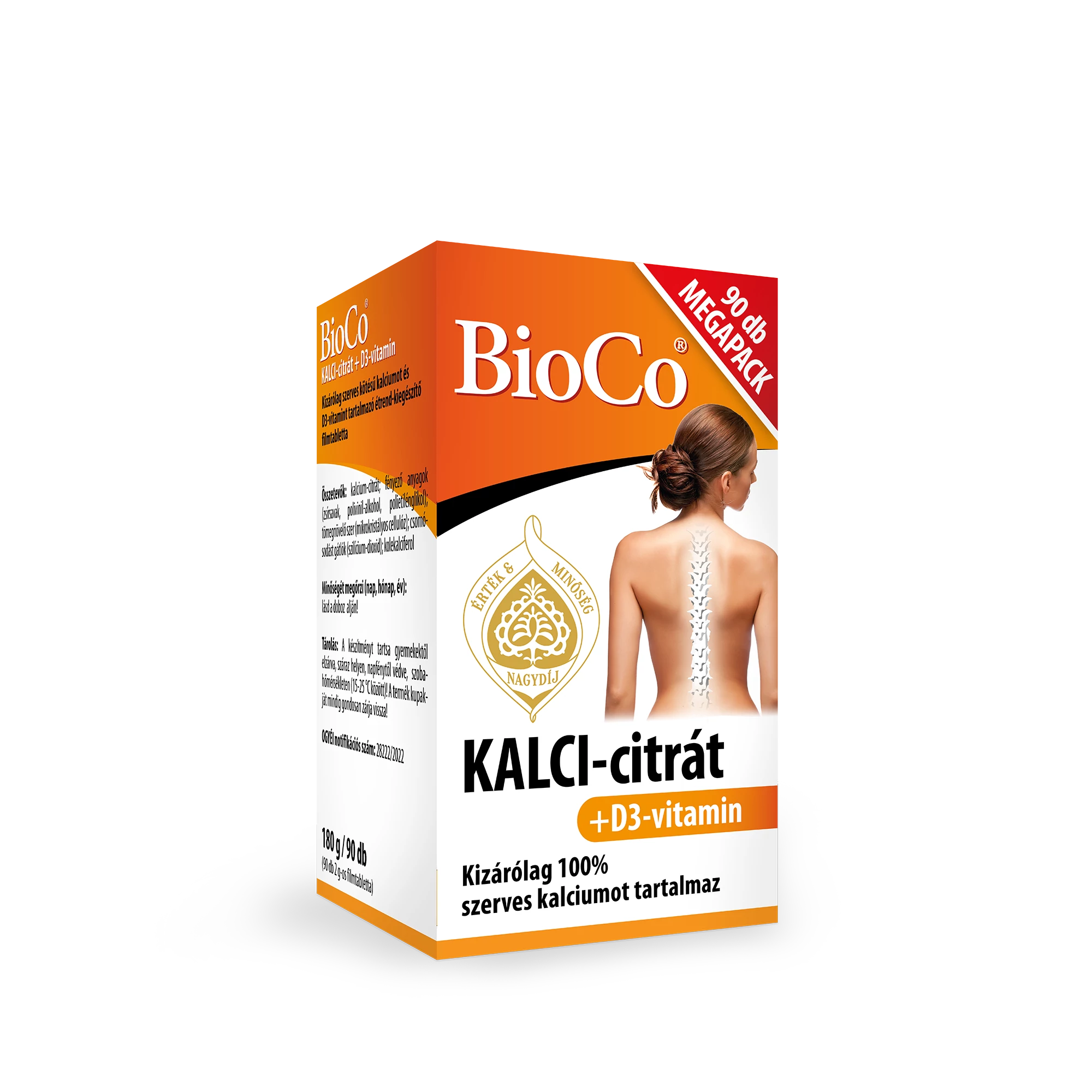 BioCo KALCI-citrát+D3-vitamin MEGAPACK 90 db