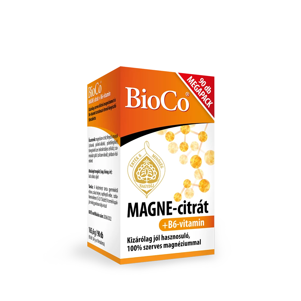 BioCo MAGNE-citrát + B6-vitamin filmtabletta 90 db
