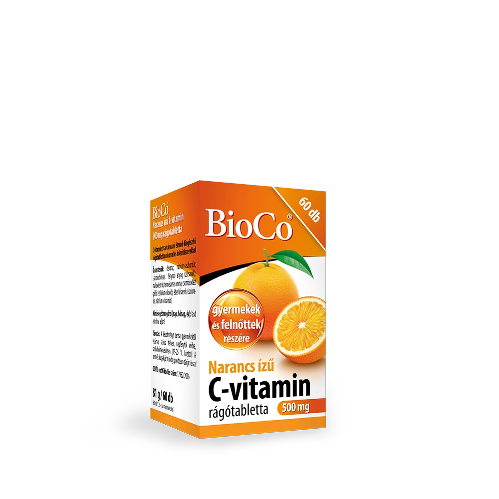 BioCo Narancs ízű C-vitamin 500 mg rágótabletta 60 db