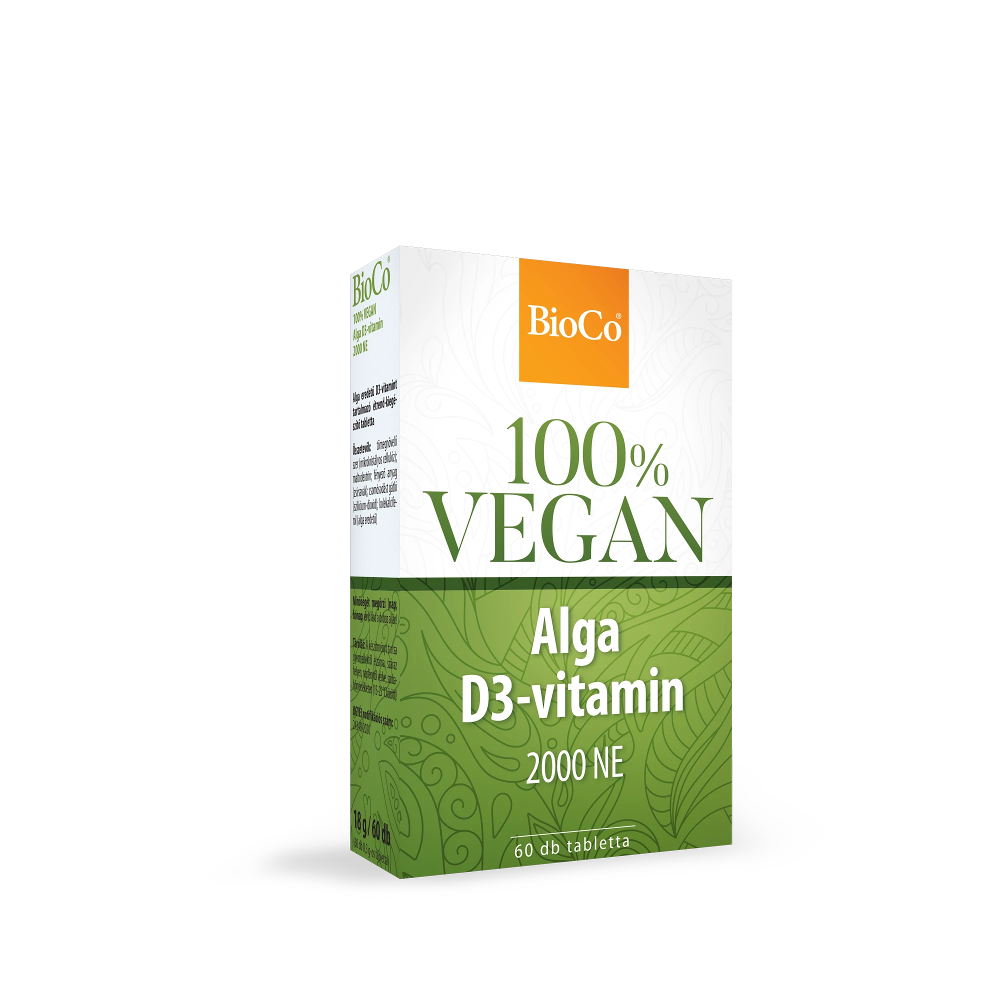 BioCo 100% VEGAN Alga D3-vitamin 2000 NE 60 db